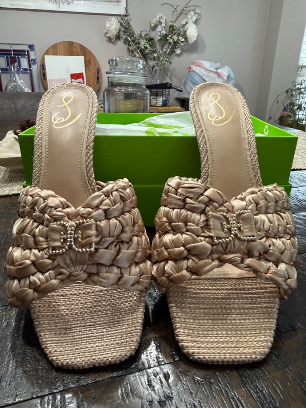 Braided Slide Sandals in Champagne by